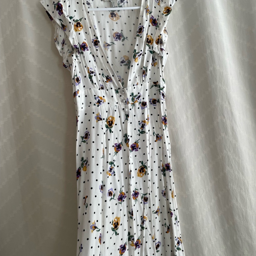 Floral White Dress button up with violets